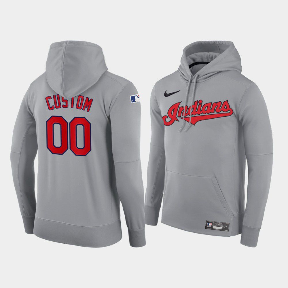 Cheap Men Cleveland Indians 00 Custom gray road hoodie 2021 MLB Nike Jerseys